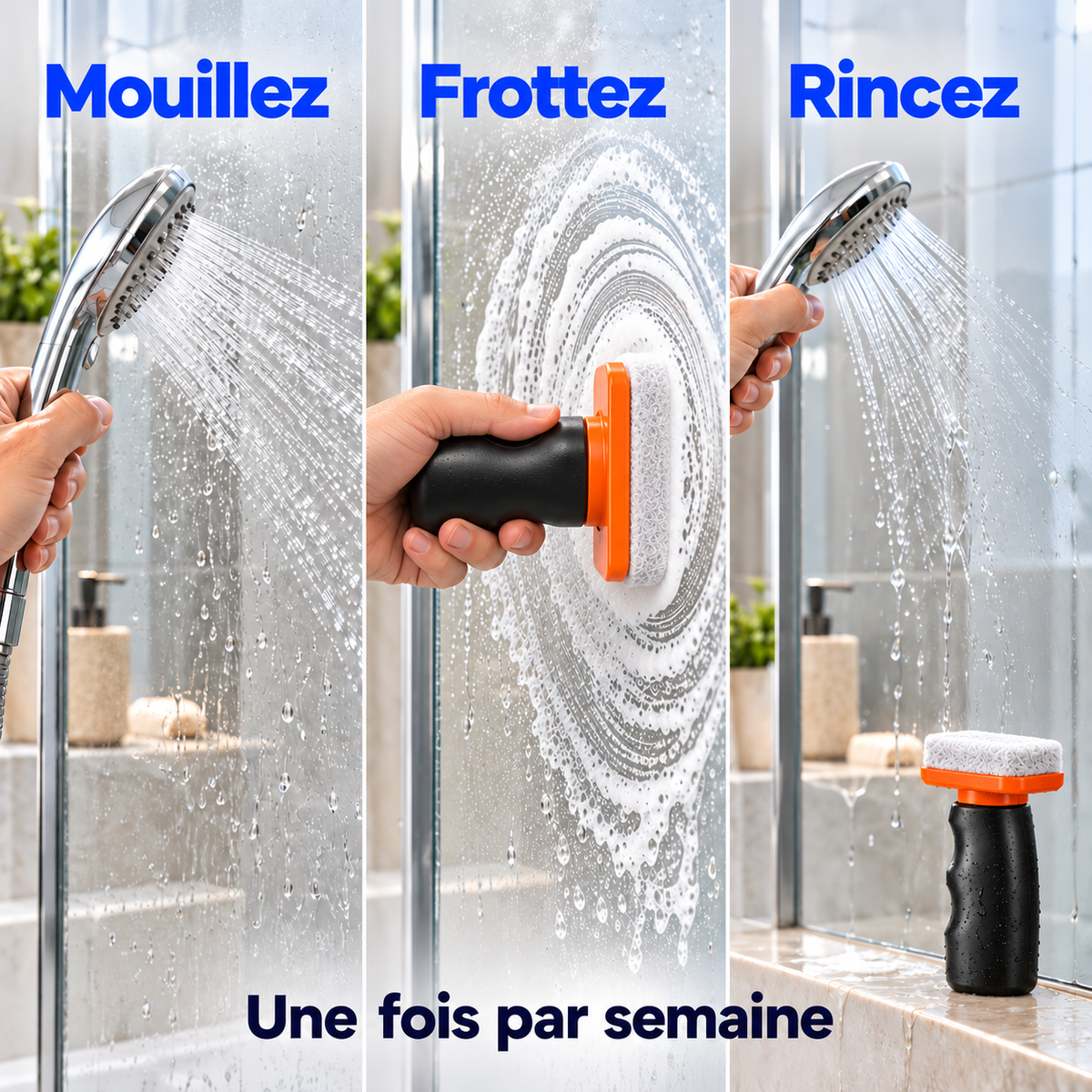 Soin anticalcaire et anti-gouttes pour paroi de douche