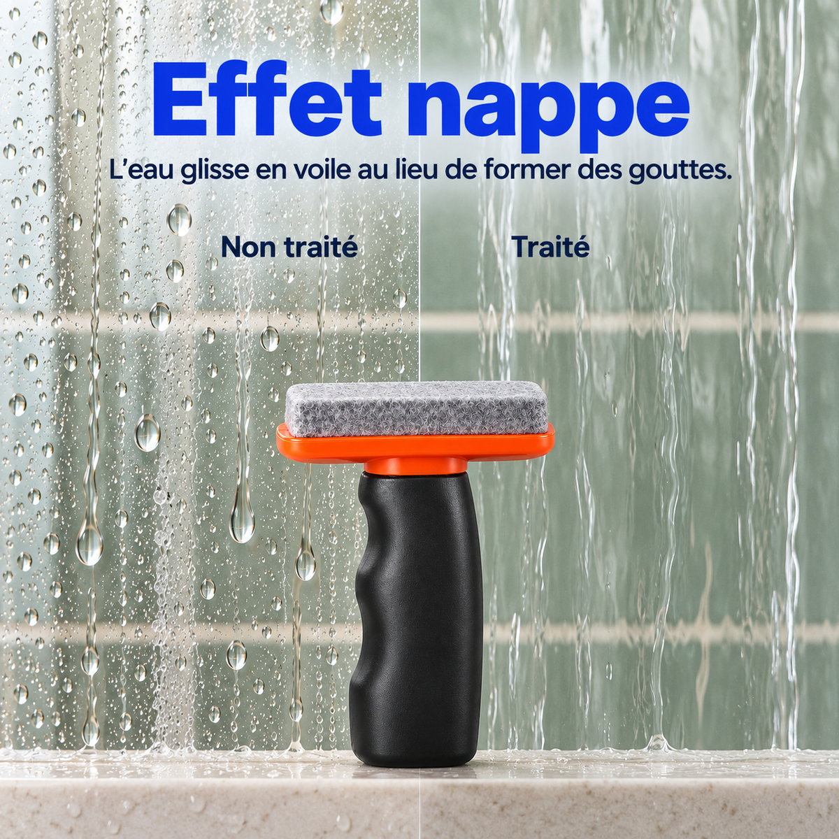 Soin anticalcaire et anti-gouttes pour paroi de douche